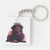 Koninklijke Rottweiler Hond Koningin Kroon Sleutelhanger (Achterkant)