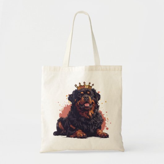Koninklijke Rottweiler Hond Koningin Kroon Tote Bag (Voorkant)