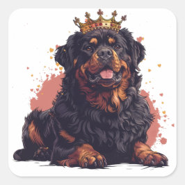 Koninklijke Rottweiler Hond Koningin Kroon Vierkante Sticker