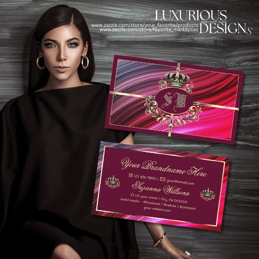 Koninklijke Roze Bourgondische Gouden Kroon met Mo Visitekaartje