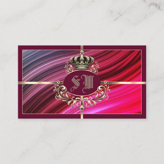 Koninklijke Roze Bourgondische Gouden Kroon met Mo Visitekaartje (Voorkant)