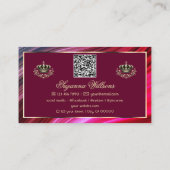 Koninklijke Roze Bourgondische Gouden Kroon met QR Visitekaartje (Achterkant)