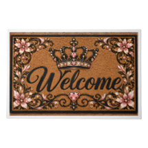 Koninklijke Roze Gouden Kroon Welkom Mat | Elegant