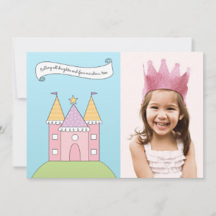 Koninklijke Roze Princess Girl Foto Birthday Party Kaart