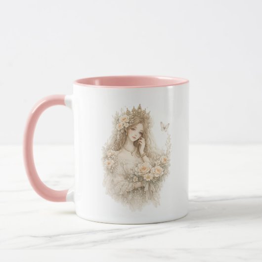 Koninklijke Rozen Koningin Bloemen Mok (Links)