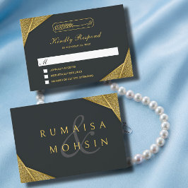 Koninklijke Rustieke Gouden Elegante & Moslim Isla RSVP Kaartje