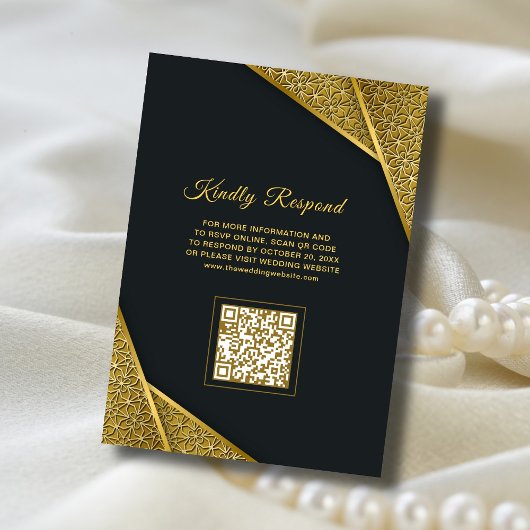 Koninklijke Rustieke Gouden Elegante QR Code Mosli Kaart