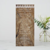 Koninklijke Rustieke Witte Kant Bruiloft Programma Programmakaart (Staand voorkant)