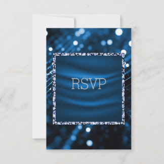 Koninklijke satin en blauwe reactiekaart rsvp kaartje