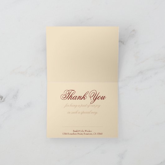 Koninklijke Satin Hartelijk dank voor de Red+Gold- Bedankkaart (Binnen)