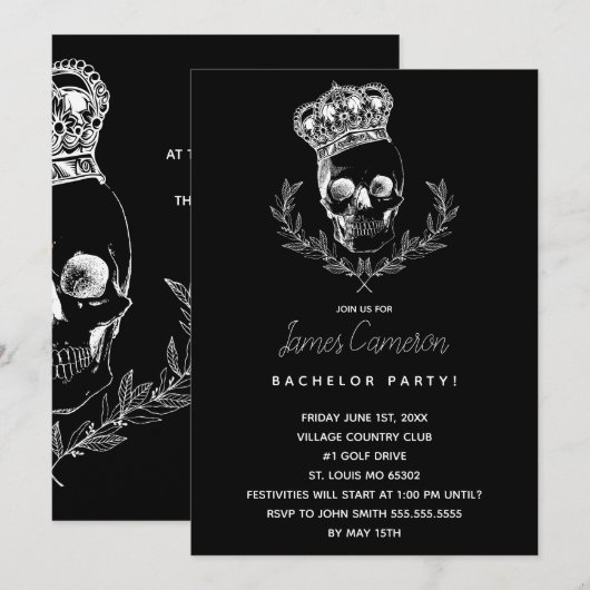 Koninklijke Schedel Afscheidsfeestje Kaart (Voorkant / Achterkant)