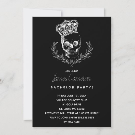 Koninklijke Schedel Bachelorfeest Kaart (Voorkant)