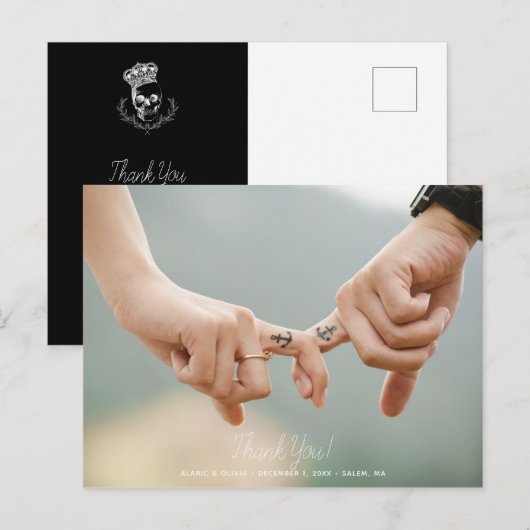 Koninklijke schedel dank bruiloft briefkaart (Voorkant / Achterkant)