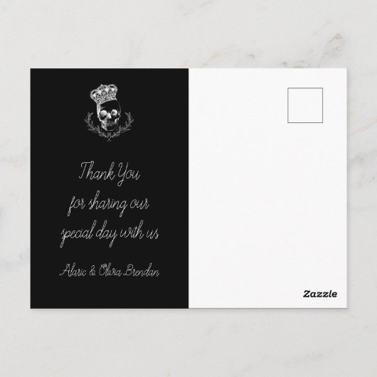 Koninklijke schedel dank bruiloft briefkaart (Achterkant)