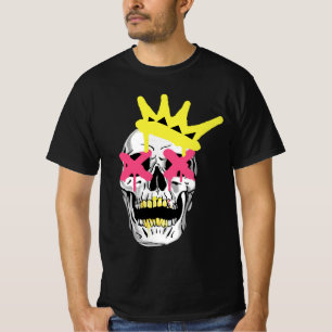 Koninklijke Schedel: Roze X-Oog Kroon Kunst T-shirt