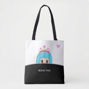 Koninklijke sluier op zwart en wit tote bag