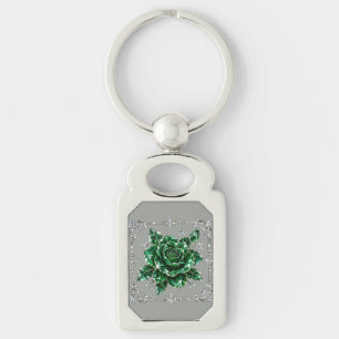 Koninklijke Smaragd Kristallen Bloemcollectie Sleutelhanger
