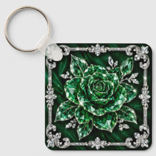 Koninklijke Smaragd Kristallen Bloemcollectie Sleutelhanger