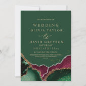 Koninklijke Smaragdgroene Roze Agate Huwelijk Kaart (Voorkant)
