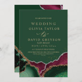 Koninklijke Smaragdgroene Roze Agate Huwelijk Kaart (Voorkant / Achterkant)