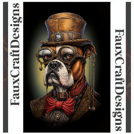 Koninklijke Steampunk Boxer Hond Decoupage Links 1 Tissuepapier
