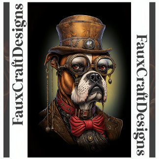 Koninklijke Steampunk Boxer Hond Decoupage Rechts Tissuepapier