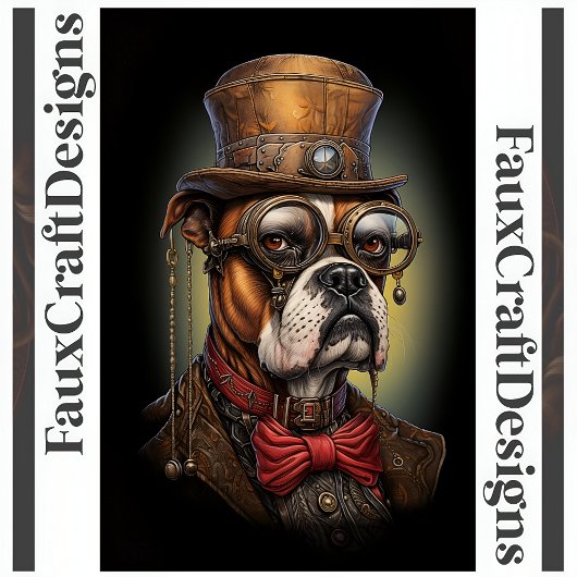 Koninklijke Steampunk Boxer Hond Decoupage Rechts Tissuepapier