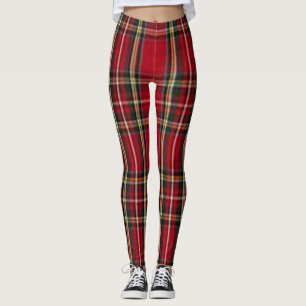 Koninklijke Stewart tartan rode zwarte plaid Leggi Leggings