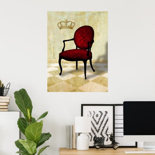 Koninklijke Stoel en Kroon Poster (Thuiskantoor)