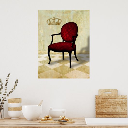 Koninklijke Stoel en Kroon Poster (Keuken)