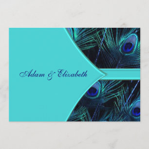Koninklijke Teal Blauwe Pauw Huwelijksuitnodiginge Kaart