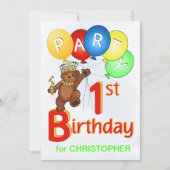 Koninklijke Teddy Bear 1e verjaardag Kaart (Voorkant)