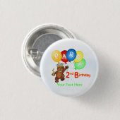 Koninklijke Teddy Bear 2e verjaardag Ronde Button 3,2 Cm (Voorkant /achterkant)
