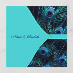 Koninklijke Turquoise Blauwe Pauw Huwelijk Kaart