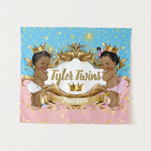 Koninklijke Tweeling Afrikaanse Prins|Prinses Roze Wandkleed (Voorkant (horizontaal))