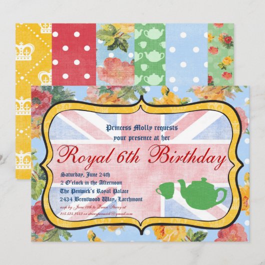 Koninklijke uitnodiging van British Birthday Party (Voorkant / Achterkant)