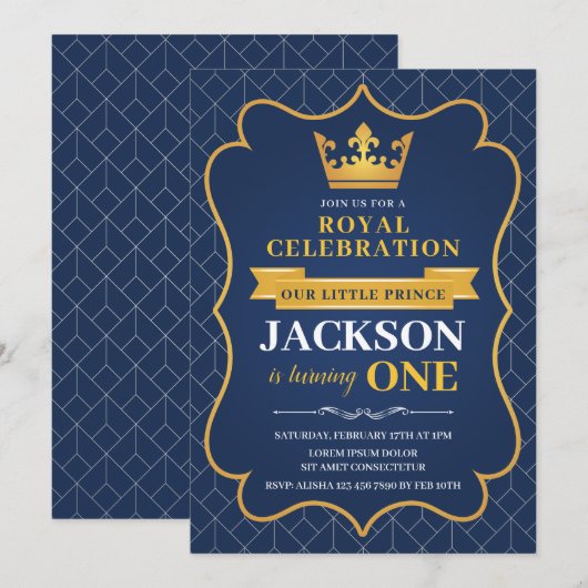 Koninklijke uitnodiging van de Birthday Party (Voorkant / Achterkant)