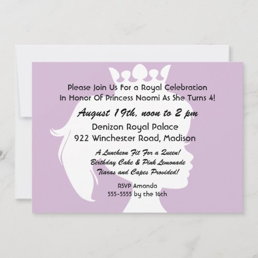 Koninklijke Uitnodiging van de prinses van Birthda (Achterkant)