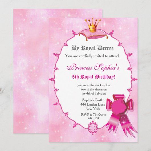 Koninklijke uitnodiging van prinses Birthday (Voorkant / Achterkant)