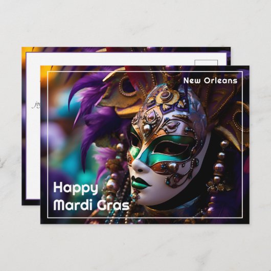 💜 💛koninklijke uitstraling: Mardi Gras Majesteit Briefkaart (Voorkant / Achterkant)