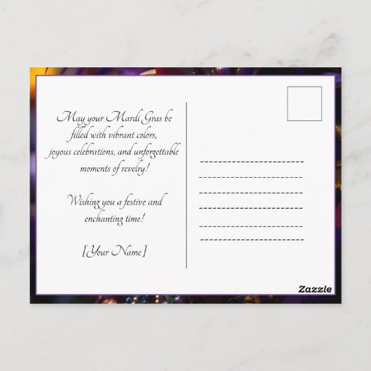 💜 💛koninklijke uitstraling: Mardi Gras Majesteit Briefkaart (Achterkant)