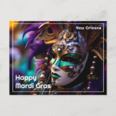 💜 💛koninklijke uitstraling: Mardi Gras Majesteit Briefkaart (Voorkant)