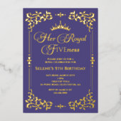 Koninklijke Veertiende Princes 5e verjaardag Folie Folie Uitnodiging (Voorkant)