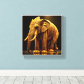 Koninklijke Vergulde Olifant Canvas Afdruk (Insitu (Houten vloer))