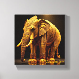 Koninklijke Vergulde Olifant Canvas Afdruk