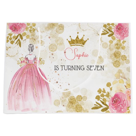 Koninklijke verjaardag van de roze prinses groot cadeauzakje (Voorkant)