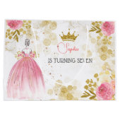 Koninklijke verjaardag van de roze prinses groot cadeauzakje (Achterkant)