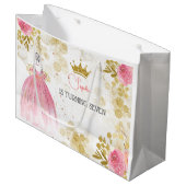 Koninklijke verjaardag van de roze prinses groot cadeauzakje (Voorkant Gekanteld)