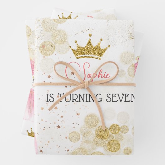 Koninklijke verjaardag van de roze prinses inpakpapier vel (In situ)