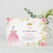 Koninklijke verjaardag van de roze prinses kaart (Staand voorkant)